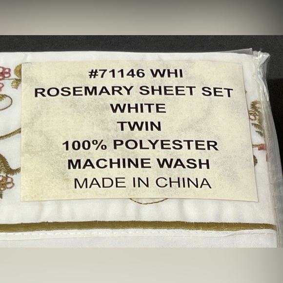 Vintage Twin Sheet Set Rosemary White NIP Embroidered Design Floral - Picture 2 of 6